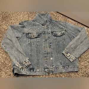 Pearl Studded Denim Jacket | Embellished Jean Jacket Women’s Western Chic